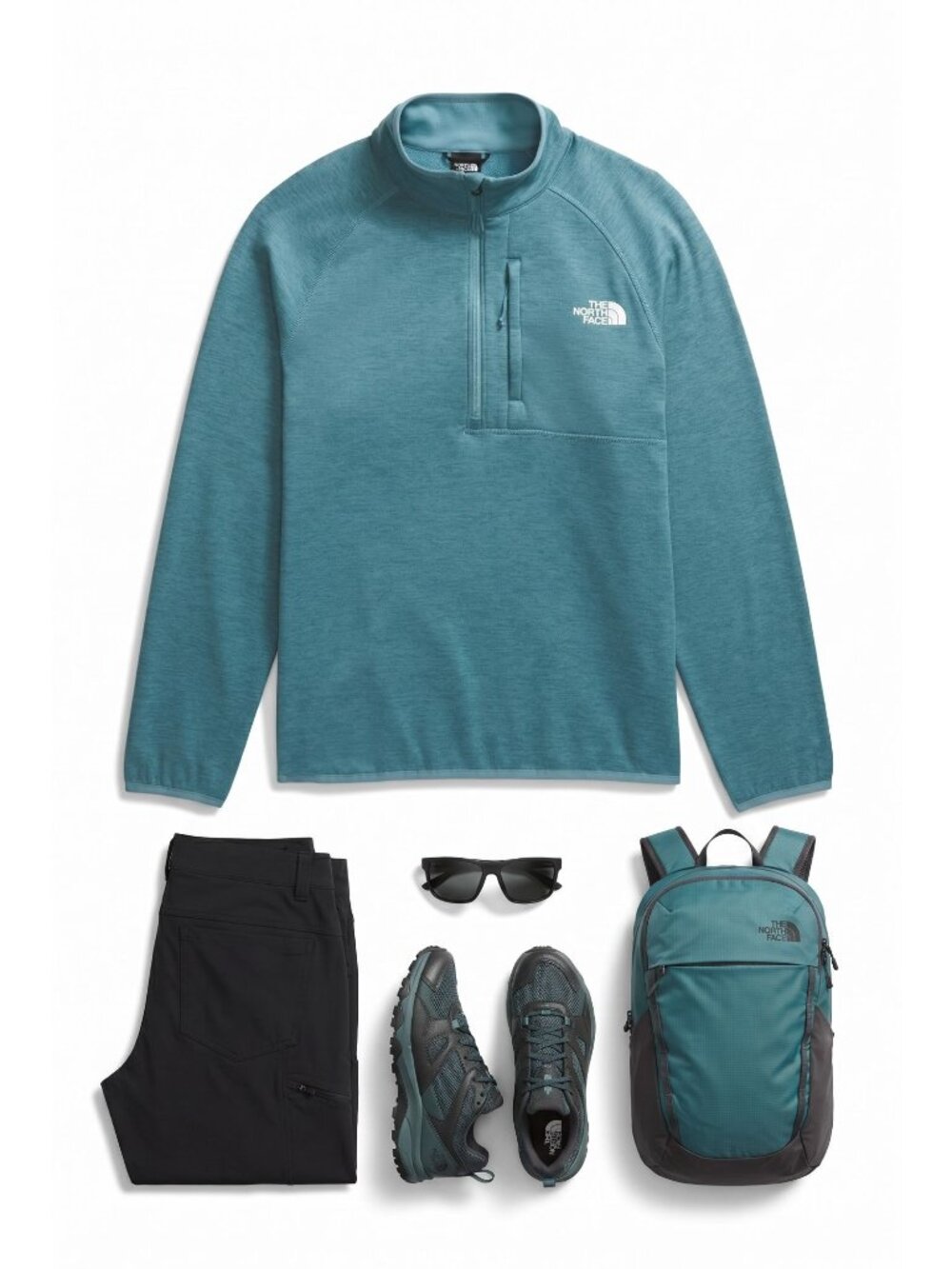 The North Face Canyonlands Large Half Zip Pullover Long Sleeve Aqua Fleece NEW - Picture 4 of 8